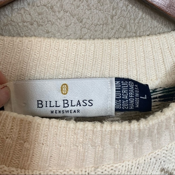 Vintage Bill Blass Menswear Sweater Size L Made in USA Hand Framed Cotton Blend - Picture 4 of 7